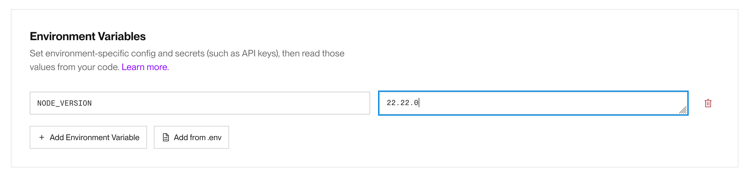 Node_version environment variable