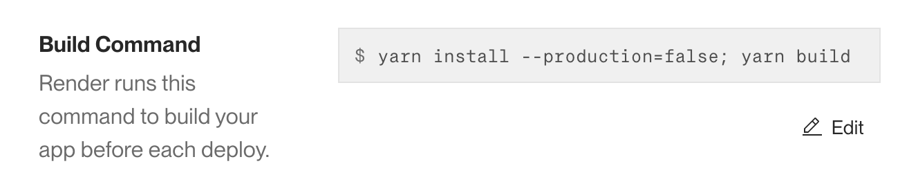 Build command on Render.com