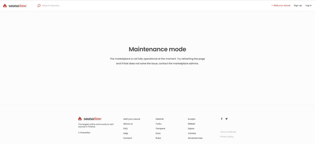 Maintenance mode landing page