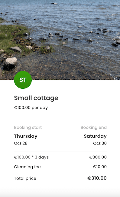 Cleaning fee in booking breakdown on checkout page