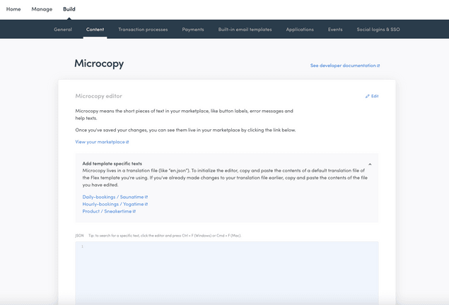 Content view for editing microcopy
