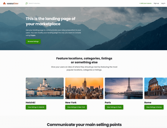 Default landing page