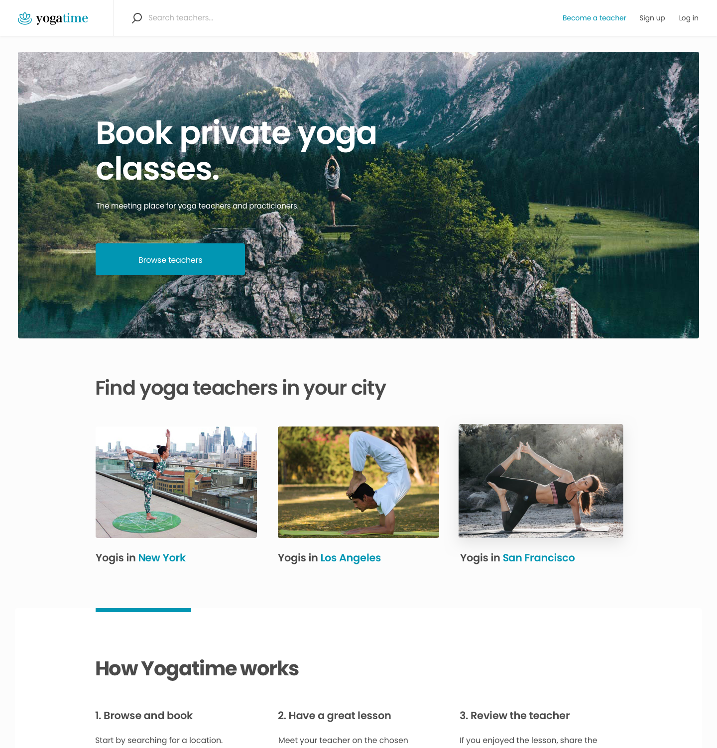 Yogatime landing page