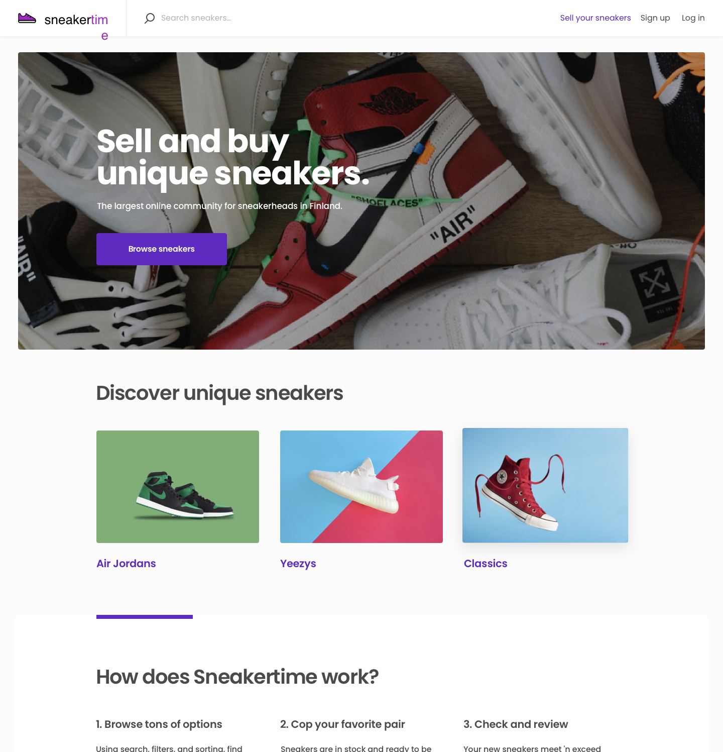 Sneakertime landing page