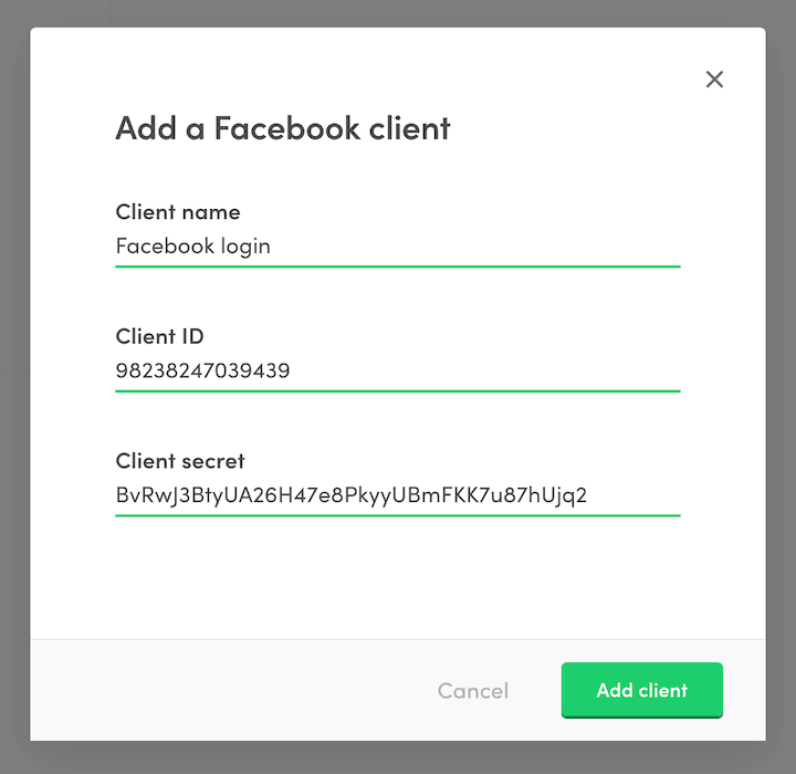 Adding Client ID and Client Secret for Facebook Login