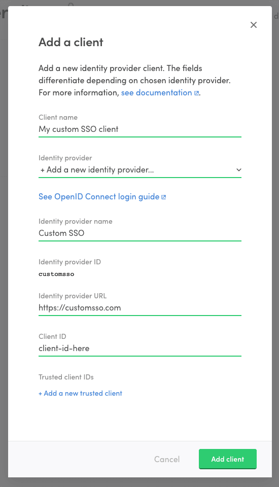 Add OpenID Connect client